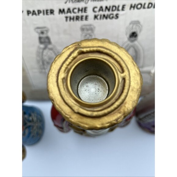 Vintage Creations by Manor House 11" Papier Mache Candle Holders Three Kings 3 - Picture 7 of 16